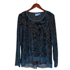 Simply Vera Wang Burnout Velvet Long Sleeve Top XL