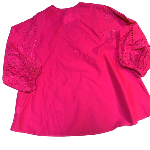 Ethnic Fusion Women’s Blouse Fuchsia color Lace Embroidered Long Sleeves L - Picture 2 of 9