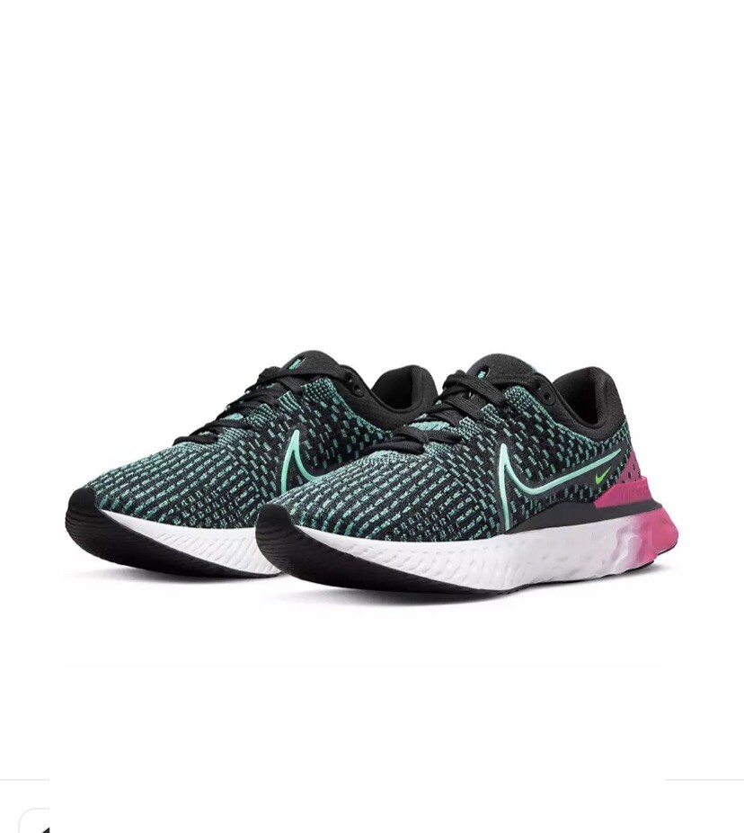 Nike React Infinity Run Flyknit Black Turquoise Women Shoes Sz