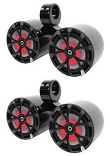  2 Rockville RKL80MB Dual 8" 900 Watt Marine Black Wakeboard LED Tower Speakers