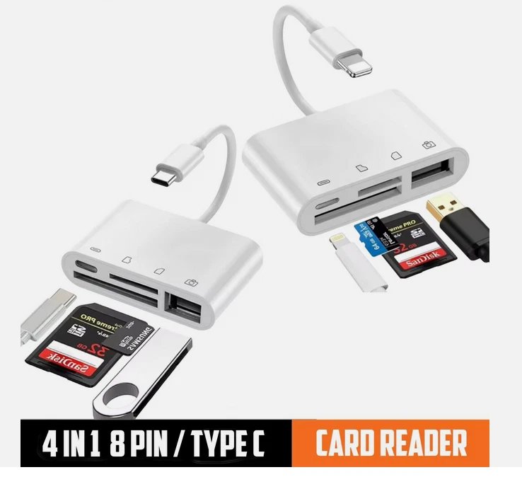 8 Pin / Type C to SD Memory Card Reader USB OTG Adapter For iPhone Samsung SDHC - Image 3 of 4