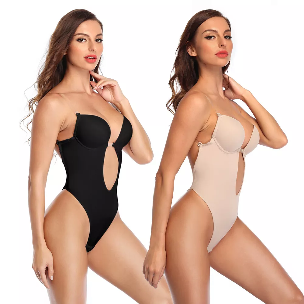 Backless Bodysuit Shapewear For Women - U Plunge Body Shaper Bra Seamless Thong  Low Back Shapewear For Backless Dress