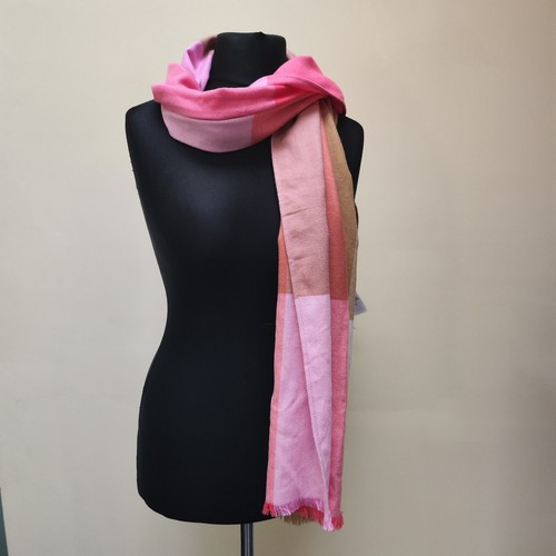 Joules Rosa Naranja Cuadros Bufanda Flecos Estola Manta Envoltura Cálida Novia Rectangular - Imagen 6 de 22