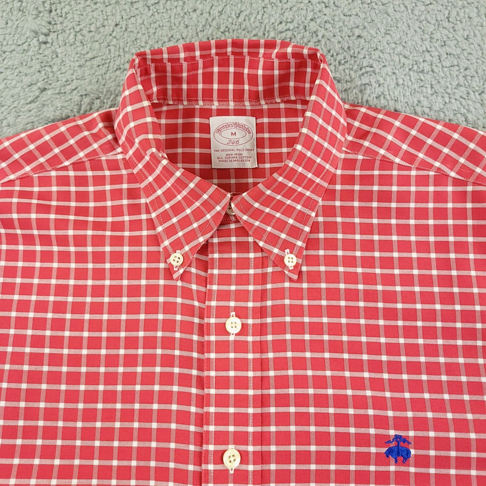 Brooks Brothers Dress Shirt Mens Medium Red Business Office Clasic Pima OCBD