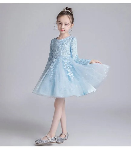 Fashion Flower Girl Dresses Lace Long Sleeve Children Dresses Girls Party Dress - Picture 9 of 20