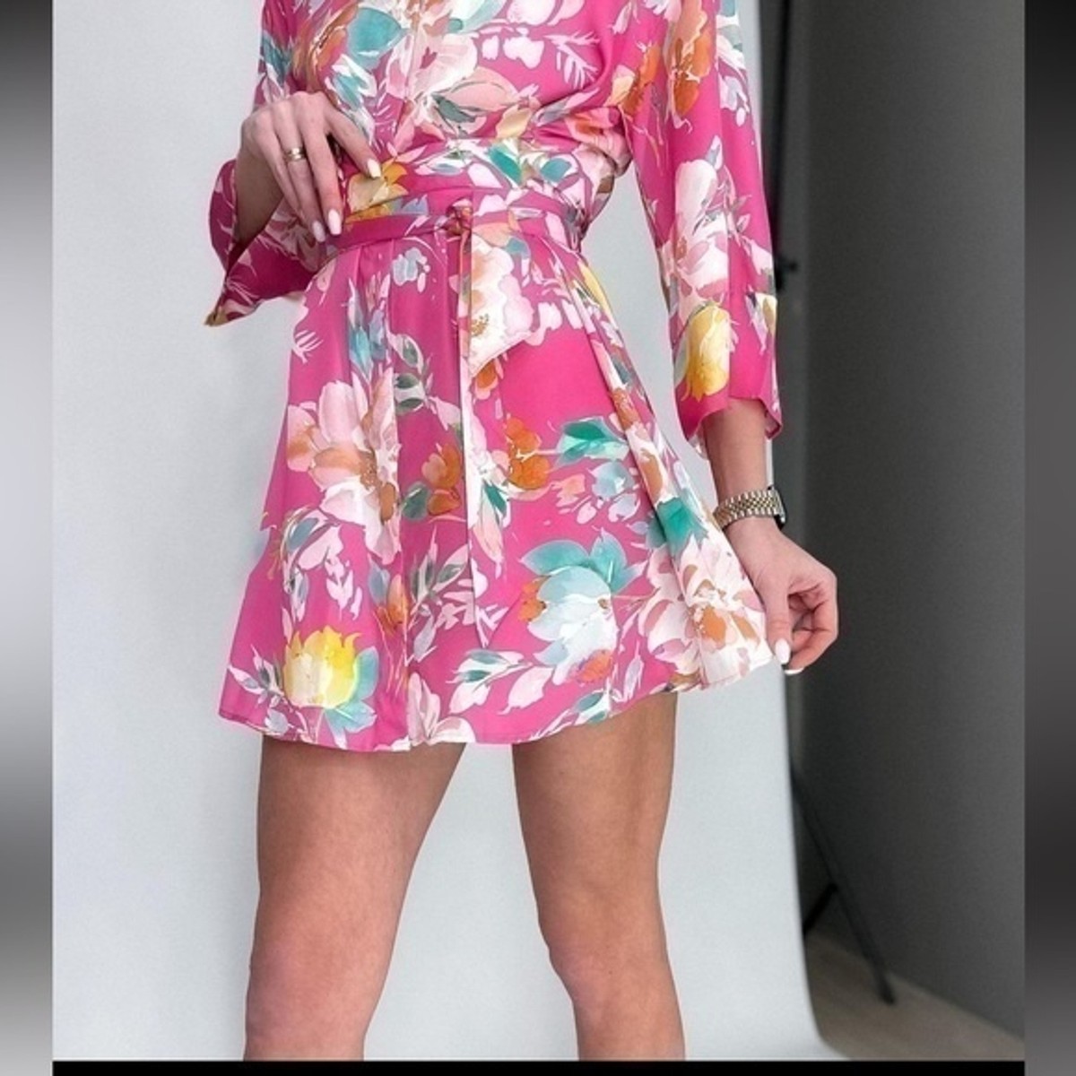 Zara Silk Floral pink Dress 8269 269 | eBay