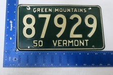 1950 50 VERMONT VT LICENSE PLATE TAG #87929 GREEN MOUNTAINS SLOGAN