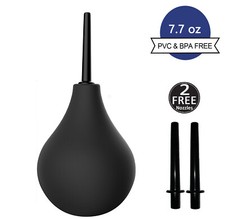 Silicone Enema Bulb Kit Clean Anal Douche for Men Women 3 Replaceable Nozzles