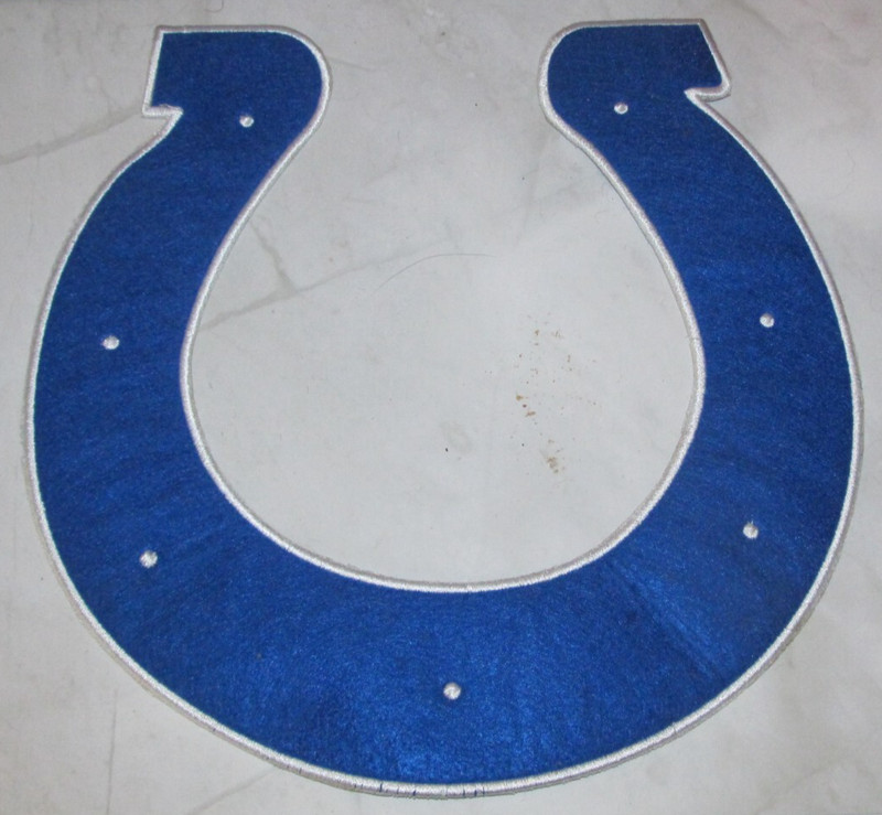 Large Indianapolis Colts NFL Football Horseshoe Iron Patch 9.75" x 10.25" Blue