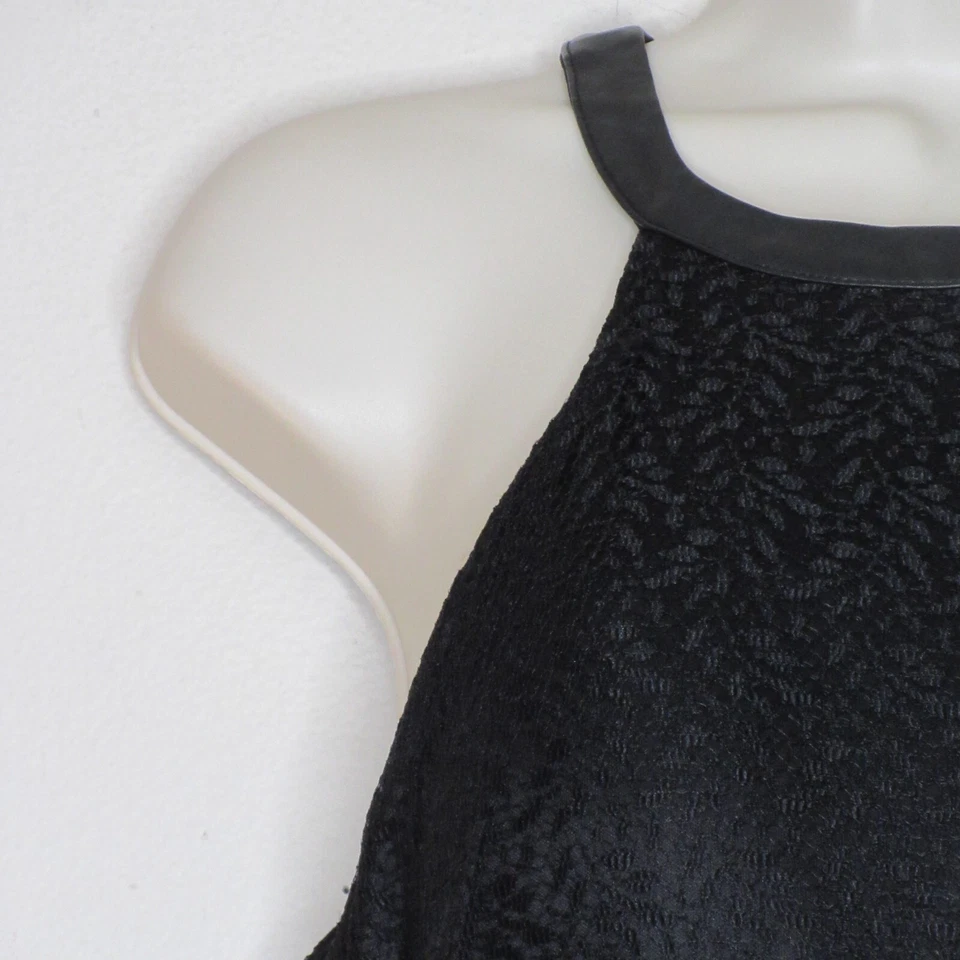 Guess Women's Black Lace Faux Leather Halter Knee Length Dress SZ4 B61 - Image 3 of 4