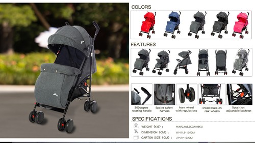 Foldable Reclinable Stroller Buggy Pram includes Rain Cover & Footmuff - Picture 12 of 13
