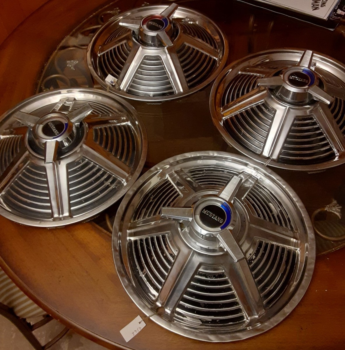 1965 Ford Mustang Four Hubcaps Center Caps Three Bar Spinners | 14
