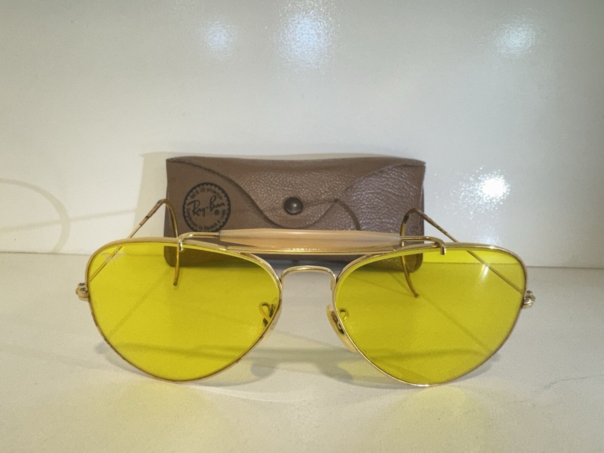 B&L Ray-Ban USA OUTDOORSMAN Gold Aviator Sunglasses Kalichrome