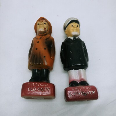 Vintage Plastic Cape Cod Old Salty & Capn Pepper Salt & Pepper Shakers Hong Kong