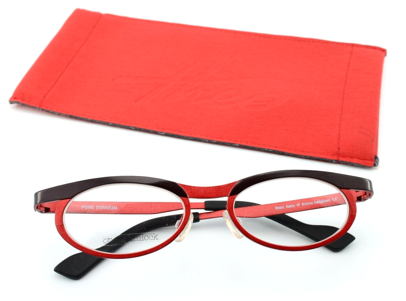 THEO БЕЛЬГИЯ Brille Bato 311 Чистый титан Ярко-красный Блестящий Бургундский Овальный Мягкий Этюд
