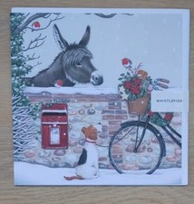 Whistlefish Post Box Christmas Card Dog Donkey Robin Bicycle Flowers Snow T039