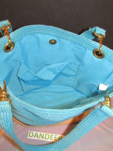 OKPTA hellbraun & blau Papier Stroh Tragetasche Handtasche - Bild 4 von 4