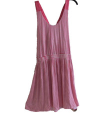 Envi Stretch Knit Pink & White Striped Print Double Strappy Midi Dress Size S