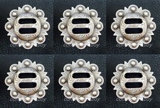 Set of 6 WESTERN HORSE HEADSTALL TACK ANTIQUE SLOTTED BERRY CONCHOS 1-1/2"