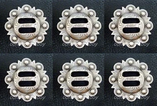Set of 6 WESTERN HORSE HEADSTALL TACK ANTIQUE SLOTTED BERRY CONCHOS 1-1/2"