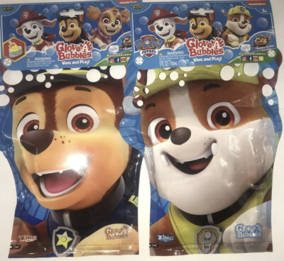 2 Paw Patrol Glove A Bubbles With Wave n Play Rubble & Zumba. NEW