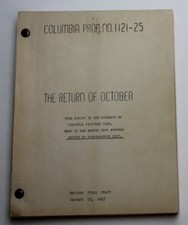 THE RETURN OF OCTOBER / Norman Panama 1947 Screenplay, Glenn Ford & Terry Moore