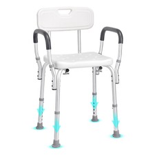 VEVOR Shower Chair 350lbs with Back Bath Bench Seat Stool Arms Adjustable Height