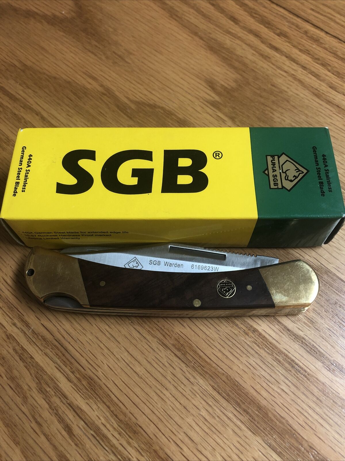 Puma SGB Warden with Saw 3.7" Blade Lockback Pocket Knife