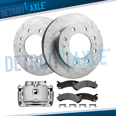 Front Drilled Rotor Right Caliper Brake Pad for Savana Express Sierra 2500 3500