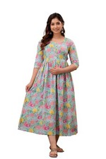 Women Bollywood Style Long Gown Beautiful Maternity Kurti Designer Gown Stitched