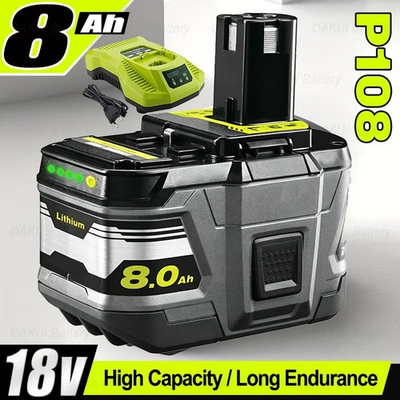 #ad #ad 18V 8.0Ah Lithium Battery For Ryobi P108 ONE Plus P104 P107 Cordless Power Tool $162.98