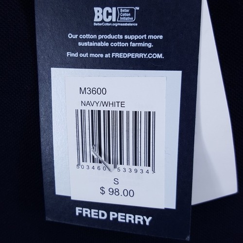 FRED PERRY Polo Shirt Mens Small Blue Tipped Stripe Short Sleeve Logo - Picture 3 of 9