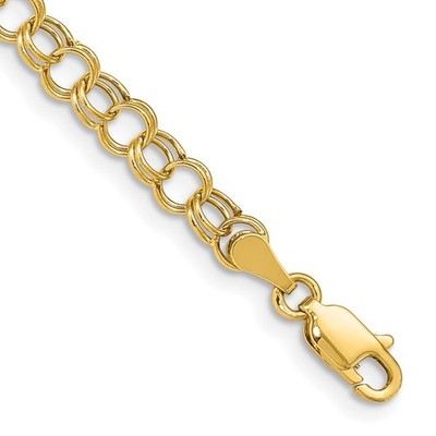 14k Gelbgold hohl Doppel Glieder Bettelarmband 7'' perfektes Geschenk für sie