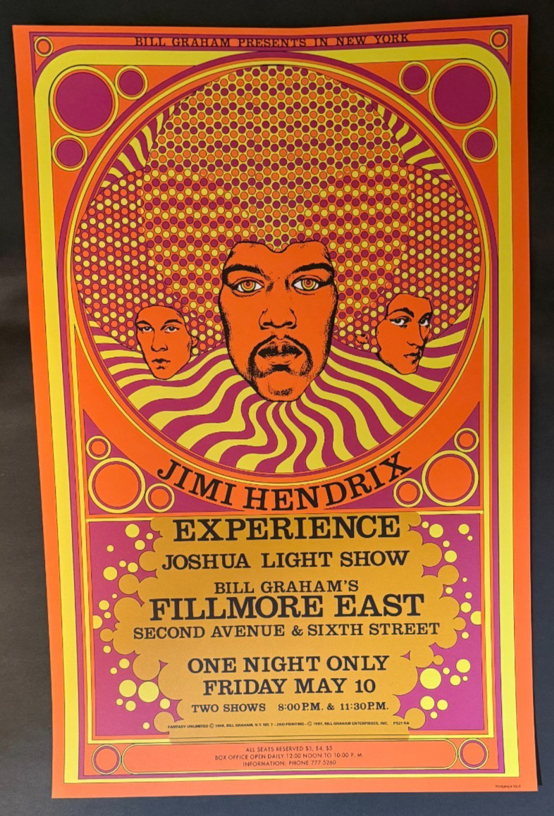 JIMI HENDRIX  EXPERIENCE  Concert Poster  1968 Fillmore East NYC
