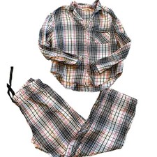 EUC Victoria's Secret Long Sleeve Plaid Pajama Set Multicolor Women's Size Small