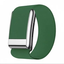 New Whoop 5.0/MG Coreknit Luxe Green Band - Shiny Silver Clasp - One/Peak/Life