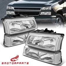 For 2003-2006 Chevy Silverado 1500 2500 HD 3500 Chrome Housing Headlights