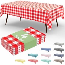 misaya 4 Packs Buffalo Disposable Table Cloth, 54 x 108 Inch Waterproof Plast...