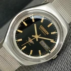 VINTAGE SEIKO 5 AUTOMATIC JAPAN MENS BLACK COLOR DIAL WATCH a2445-U