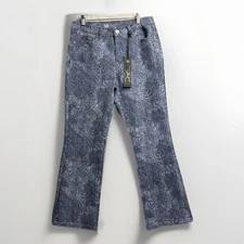 DG2 by Diane Gilman Women's 14 Petite Boot-Cut Jean Virtual Stretch Blue Paisley