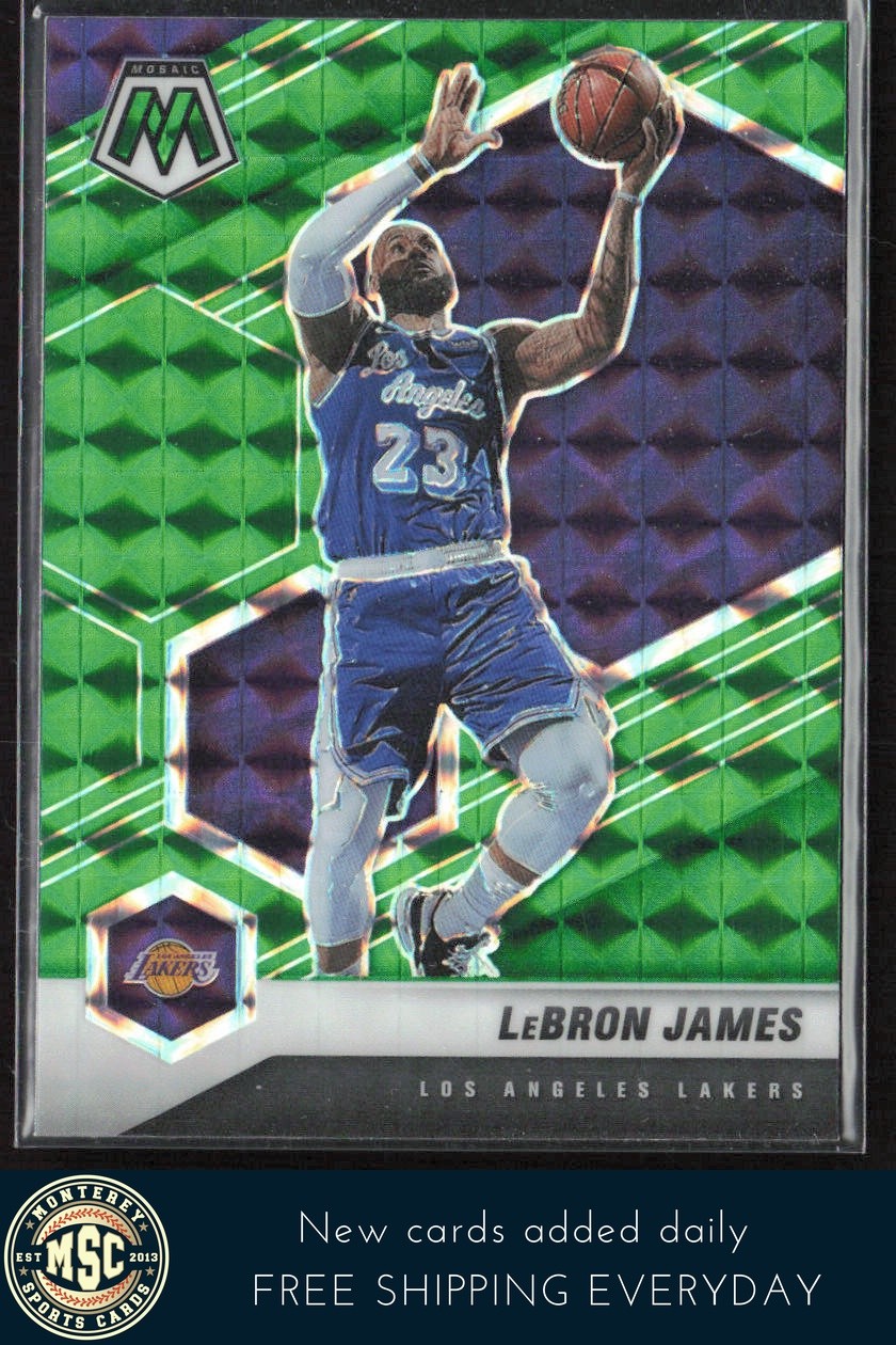 LeBron James 2020-21 Panini Mosaic Green Prizm #81 Los Angeles Lakers