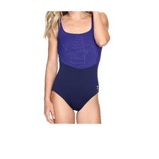 TYR Women MONROE Aqua ControlFit 1pc SwimSuit Navy Blue Stripe - Size 8 - NWOT