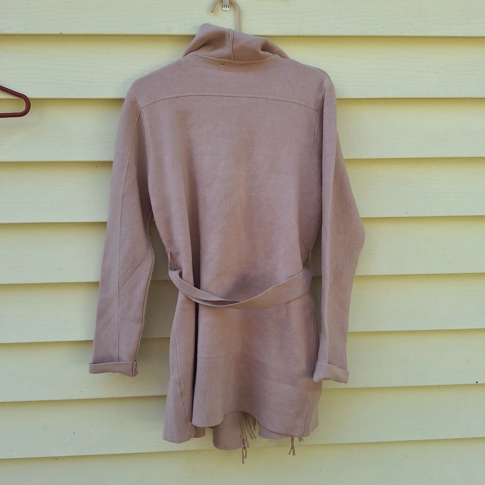 Nicole Miller Cardigan Sweater Fringe Tassels Belted Cowgirl Equestrian Western - Image 3 of 4