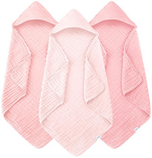 Muslin Hooded Baby Bath Towels - Pack 100 Cotton Ultra-Soft Towels for Newborn