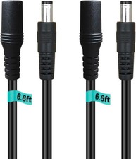 SIOCEN  2-Pack  6ft DC Extension Cord 5.5mm x 2.1mm Male to Female Power Black