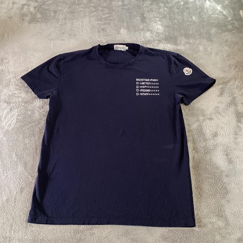 Moncler Backstage Pass Shirt Mens Small Navy Blue Fragment Graphic Tee Logo