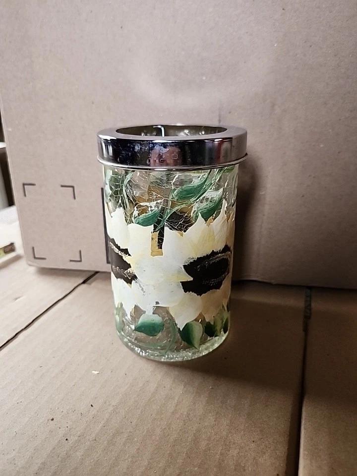 Porta tarros grande Yankee Candle Clear Crackle J/H girasol colores florales Foto 3 de 4