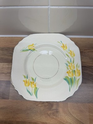 Thomas Forester & Sons T F & S Phoenix Ware Art Deco Beilagenteller gelb Tulpen
