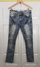 Fusai stretch Men  bleached Jeans 30 x 31 Grunge Skate Hip Hop moto bike