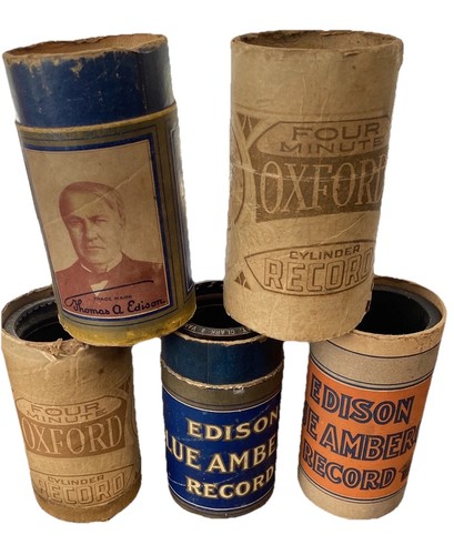 3 Edison Blue Amberol Cylinder Records Clark & Van Brunt Moonlight Bay +Sleeves